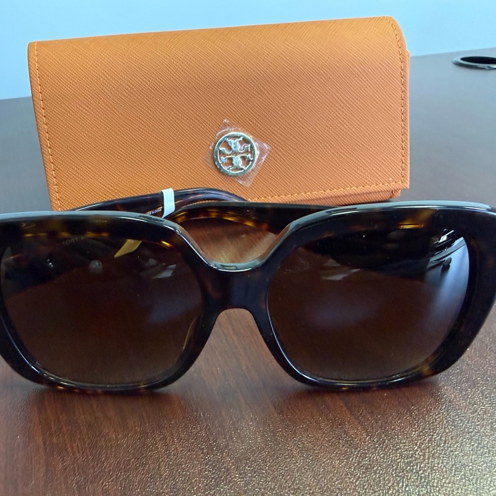 Tory Burch Tortoise Sunglasses with Orange Case